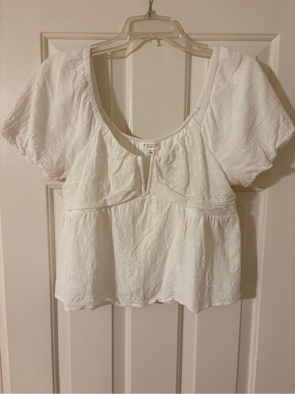 White textured babydoll top from Kirious Los Angeles XL